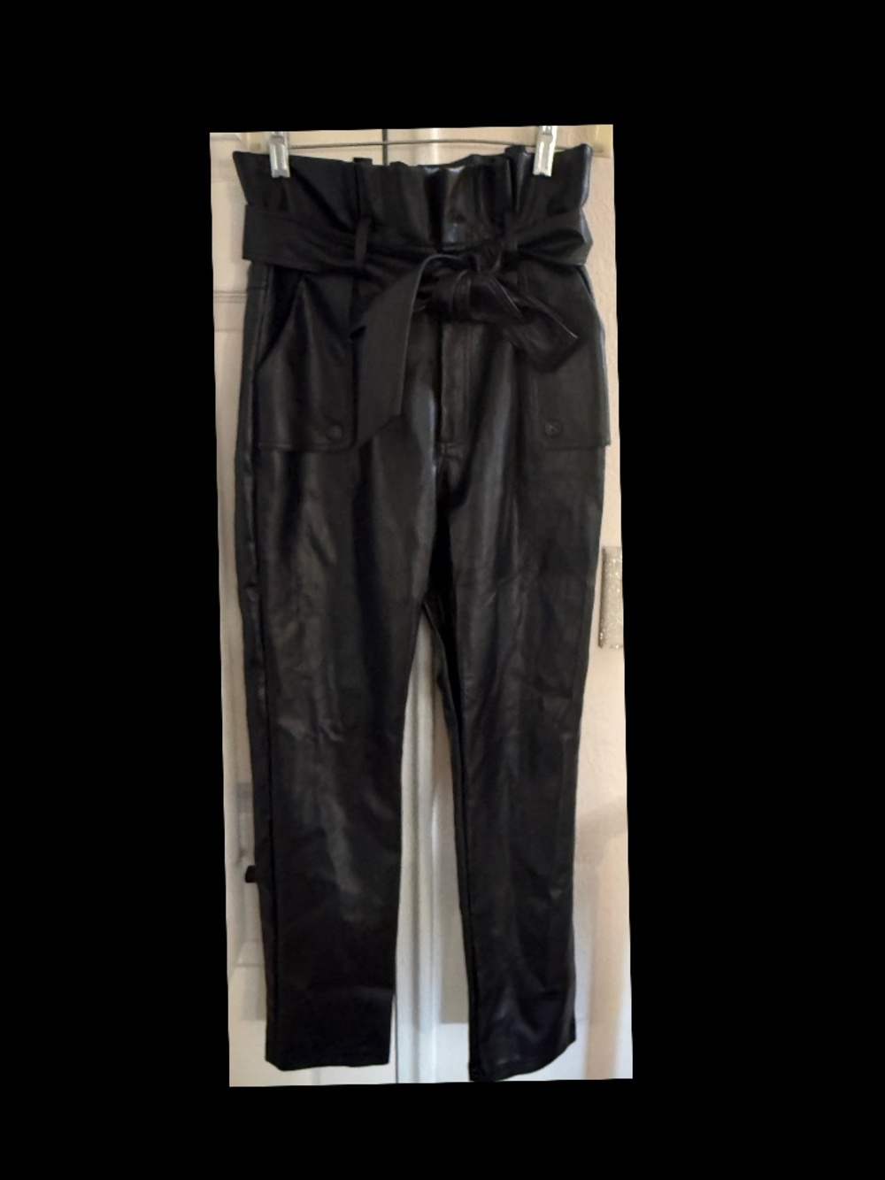 NWOT Fate Black Faux Leather Ankle Casual High-waist Pants Size Small